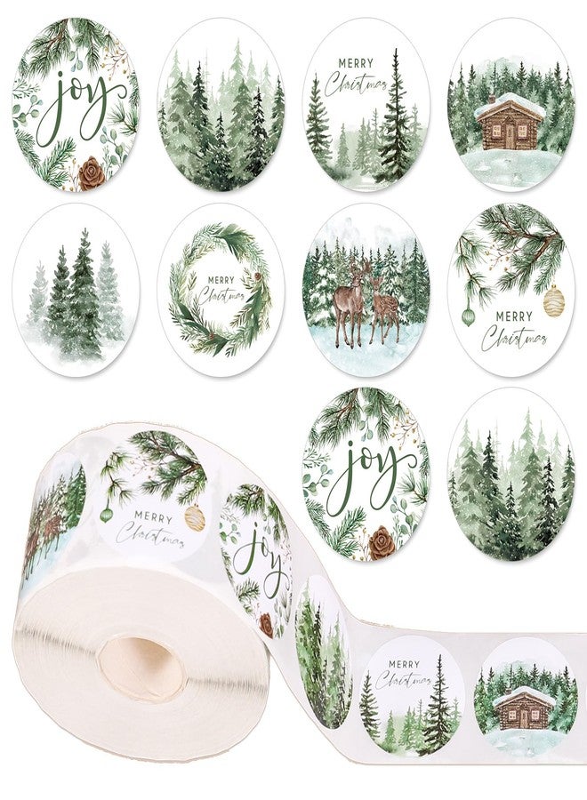 وولاين مجموعة ملصقات عيد الميلاد من والين، 1000 قطعة، بتصميمات شجرة عيد الميلاد والغابة والغزلان، ذاتية اللصق، لتزيين سجلات القصاصات والمذكرات والأظرف وديكورات العطلات الشتوية، 8 تصميمات - Image 1